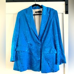 ZARA - Colbalt blue cheetah print blazer